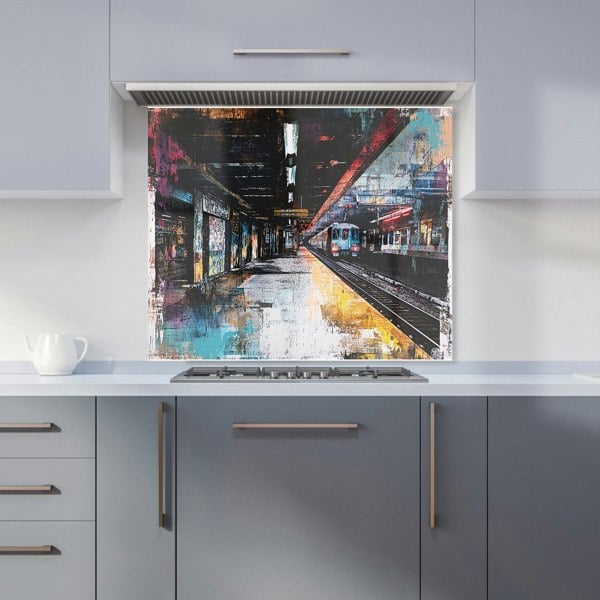 Warren Reed Urban City Train Station Glass Kitchen Splashback - 00032