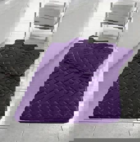 HomeSpace Direct Memory Foam Blocks Anti Slip Bath Mat Set 2 Piece