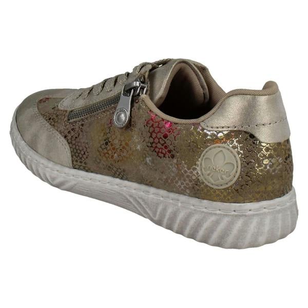 Rieker Ladies Rieker Metallic Reptile Print Trainers N0902