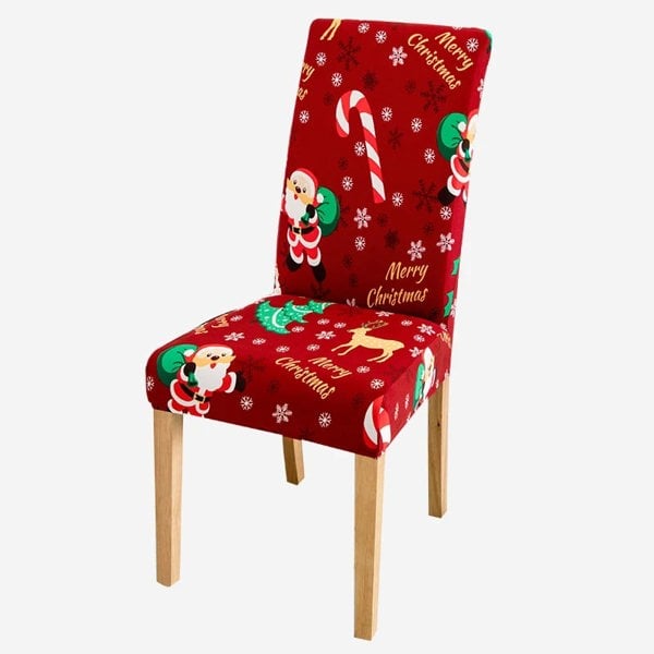 Anyseat Cute Santa Big Candy Elastic Chair Cover for Dining Room