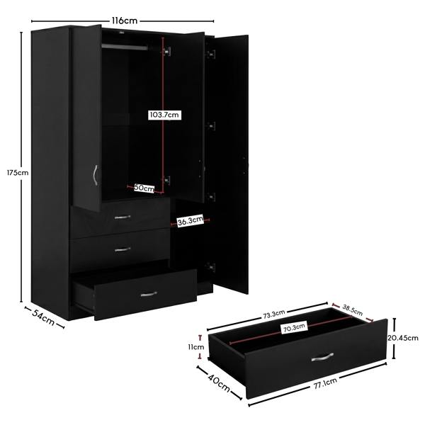 Vida Designs Riano 3 Door 3 Drawer Mirrored Wardrobe