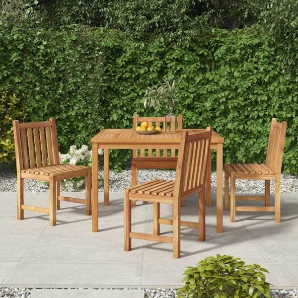Berkfield 5 Piece Garden Dining Set Solid Wood Teak