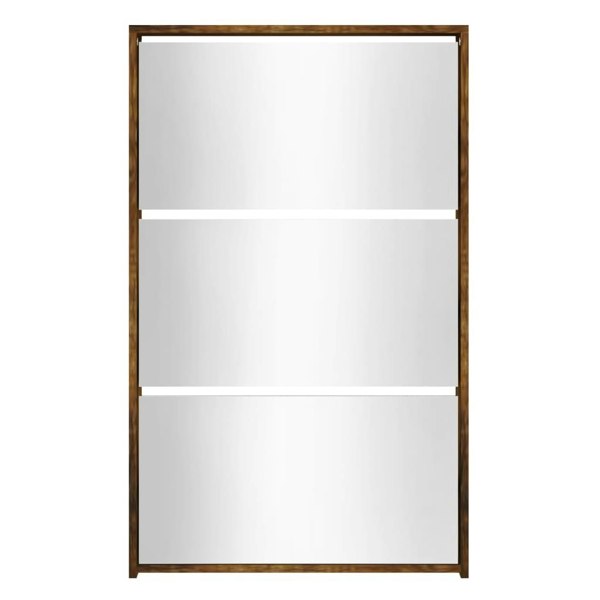 Berkfield Shoe Cabinet with Mirror 3-Layer Smoked Oak 63x17x102.5 cm