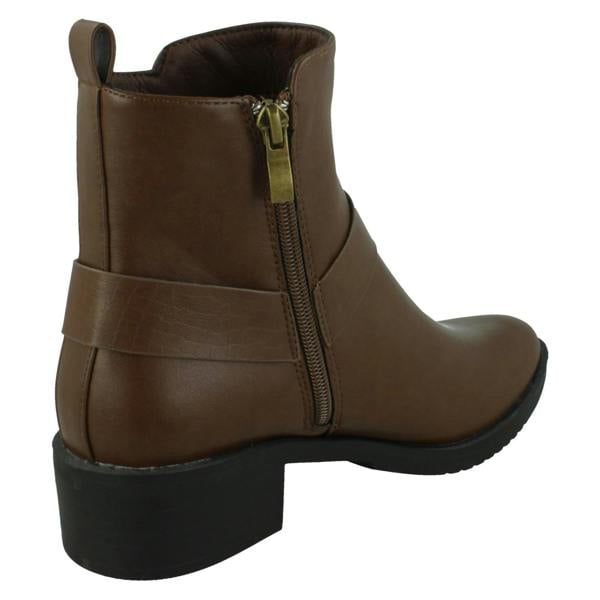Spot On Ladies Spot On Low Ankle Boots with Ring Trim Strap F51240