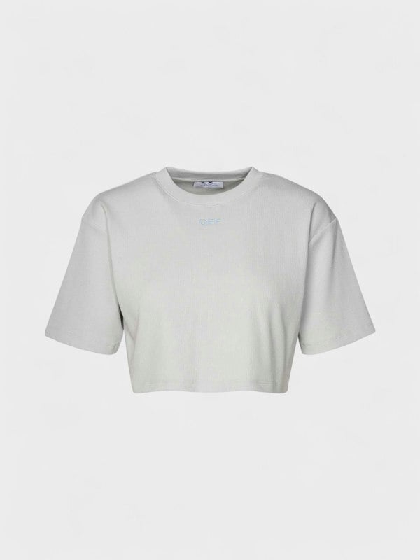 Off-White Stamp Rib Cropped Tee Artic Ice