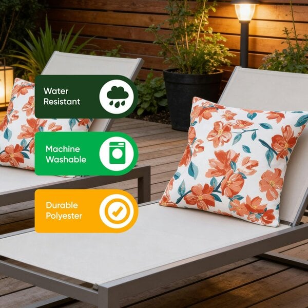 Gardenwize Pair of Outdoor Scatter Cushions - Japanese Floral Design