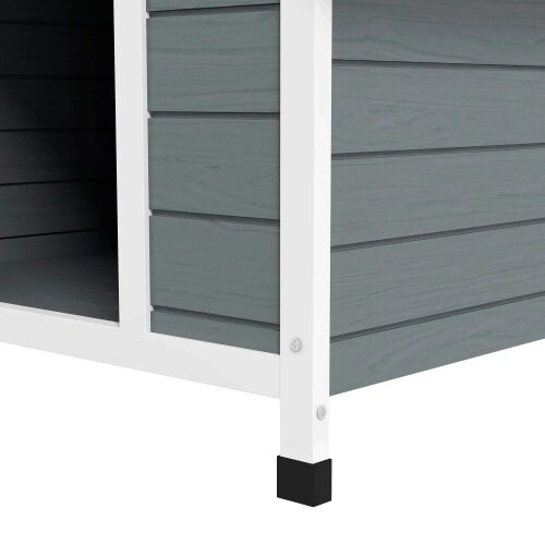 Bobobiy Outdoor Dog Kennel, Wooden Dog House, with Removable Floor, Anti-Corrosion Wood, for Large Dogs, 106.5H x 110W x 98Dcm