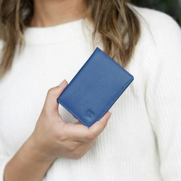Leather Credit Card Holder Blue-4