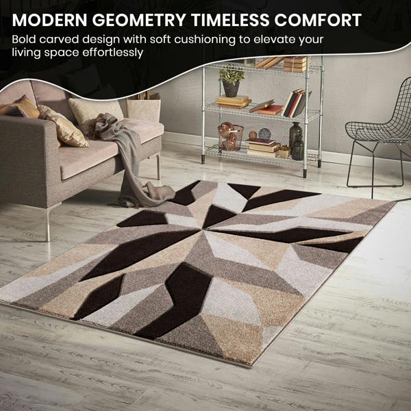 Smart Living Carved Rug Contemporary - Brown Beige