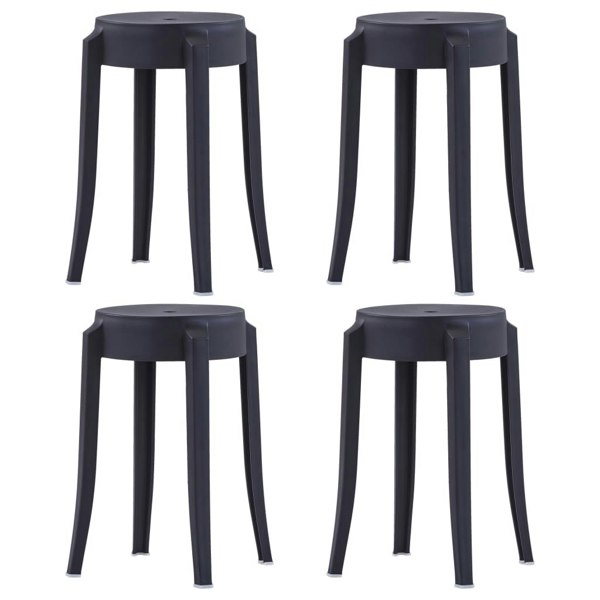 Berkfield Stackable Stools 4 pcs Black Plastic
