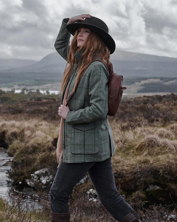 Women wearing the Hoggs of Fife Roslin Ladies Technical Tweed Field Coat