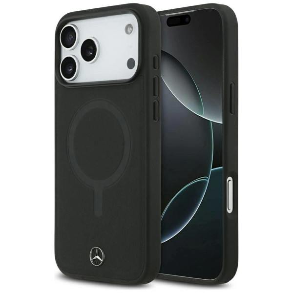 Mercedes Plain Smooth Leather Case with MagSafe for iPhone 17 Pro Max 6.9" Black - MEHMP17X23RCMK