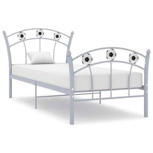 Berkfield Bed Frame with Football Design Grey Metal 90x200 cm