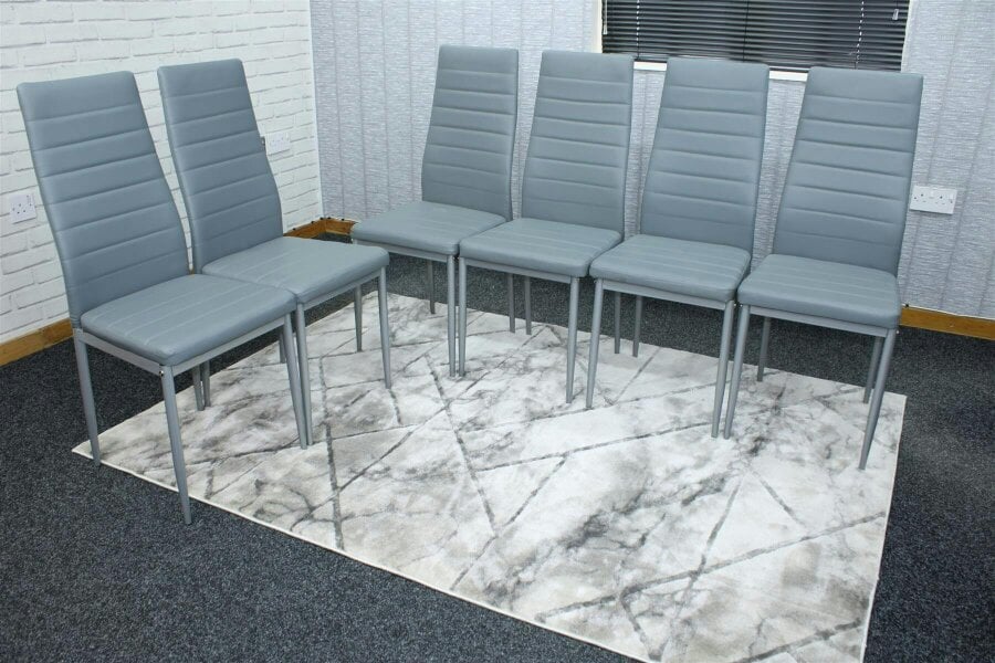 Kosy Koala Leather Dining Chairs Set of 6 Grey Kitchen Chairs