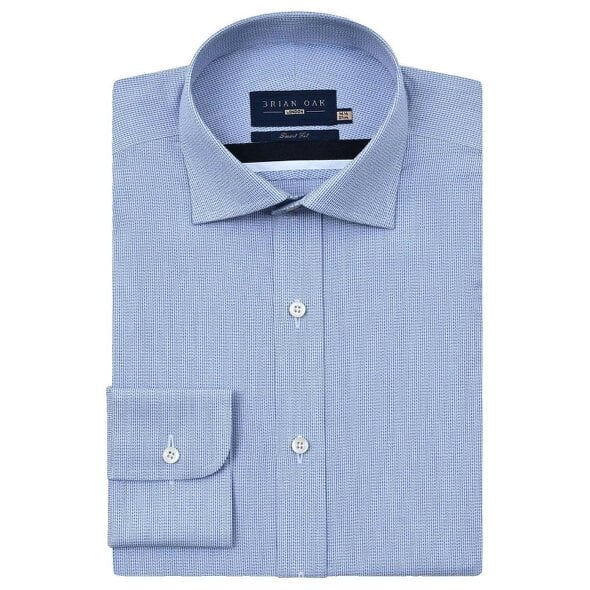 Men's Easy Care Formal Check Shirt – Light Blue