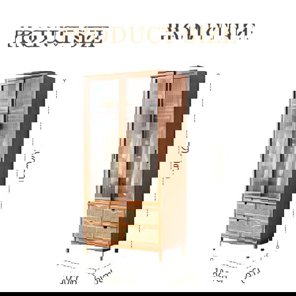 Fritzy Rattan Wardrobe With Coat Hanger & Sliding Glass Doors-Weilai Concept-Weilai Concept