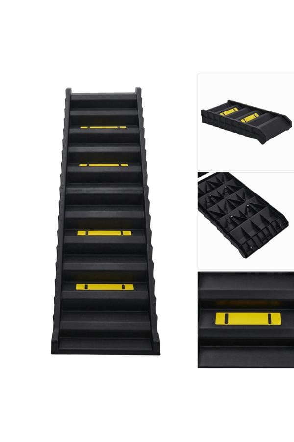 Living and Home Folding Portable Dog Pet Staircase with Black Non-Slip Ramp
