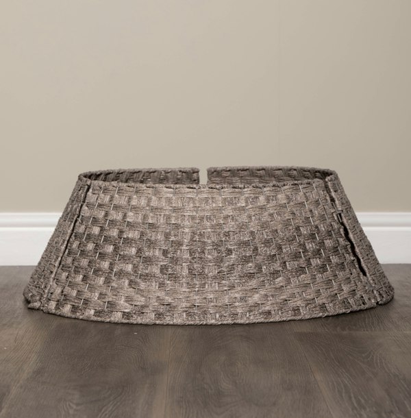 Samuel Alexander 48/70cm Samuel Alexander Large KD Plastic Wicker Rattan Woven Christmas Tree Skirt in Grey