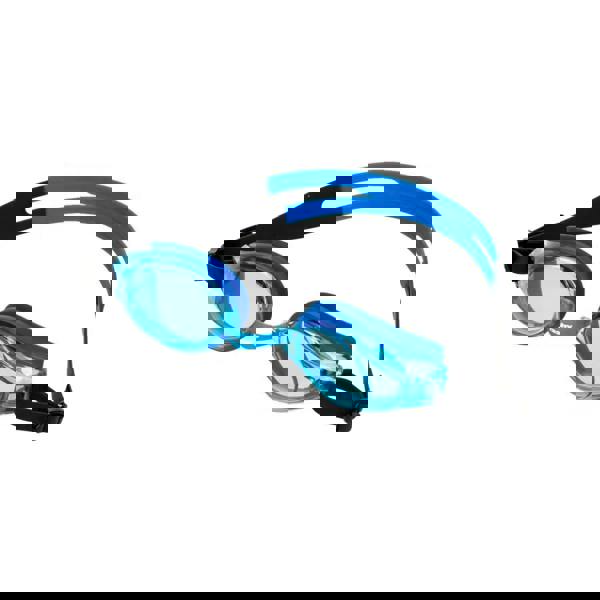 Fashy Pioneer blue black swim goggles with split head strap and clear lenses