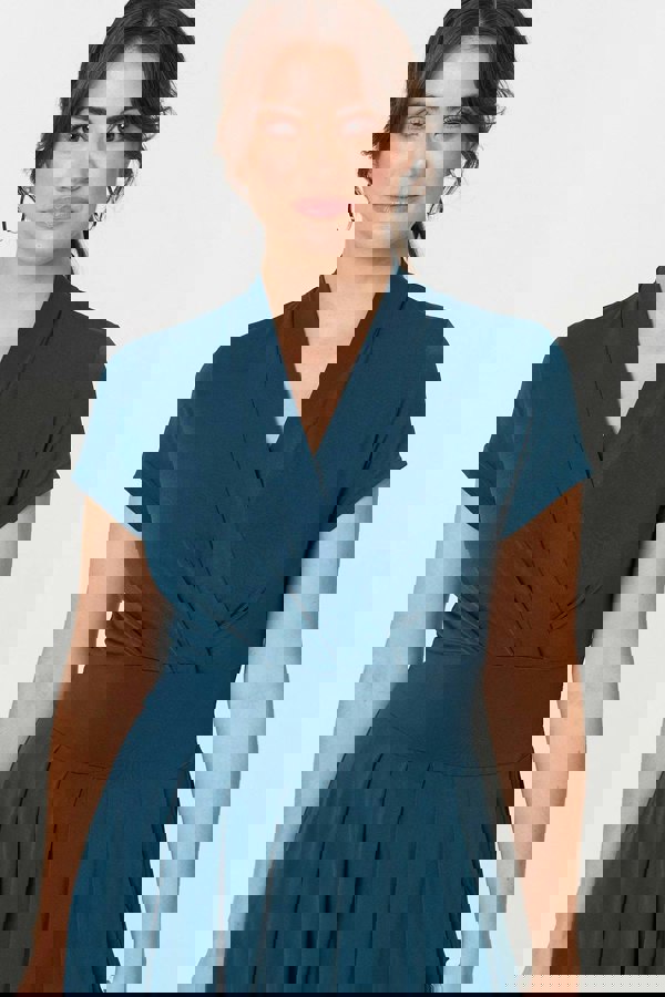 Teal | Cap Sleeve Tie Waist Jersey Midi Dress
