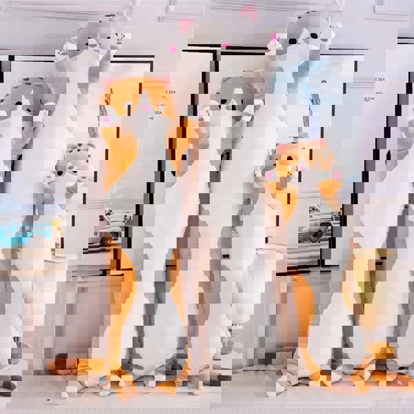 Anyhouz Anypillow Side Sleeping Body Pillow Gray Lovely Husky Bed Sofa Long Pillow for Children and Adult 50CM