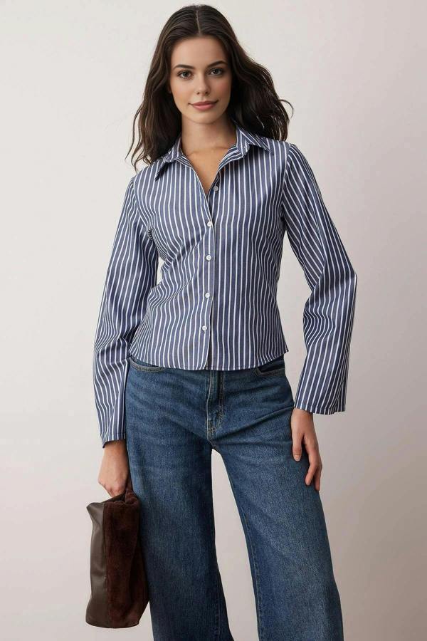 WOVCOR Waist-Sit Shirt with Corset Detail
