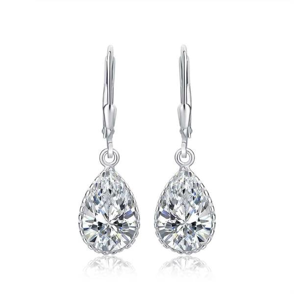 925 Sterling Silver Leverback Cubic Zirconia Dangle Earrings - namana.london