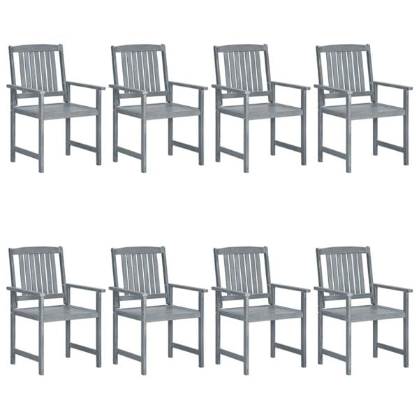 Berkfield Garden Chairs 8 pcs Solid Acacia Wood Grey
