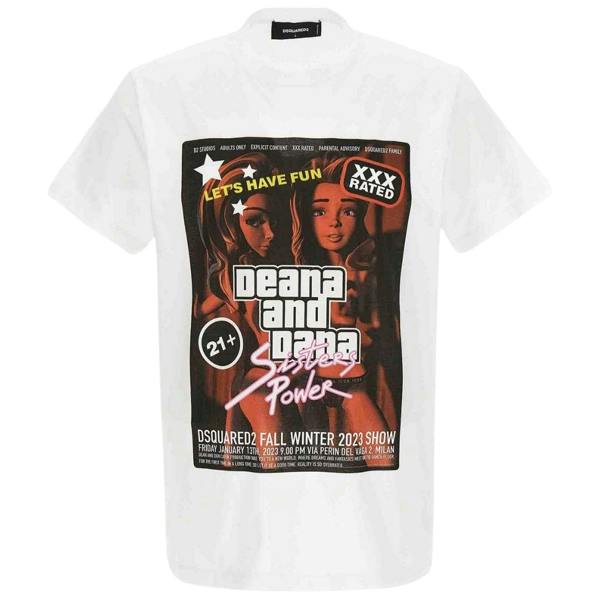 DSQUARED2 Deana And Dana Graphic White  T-Shirt XS