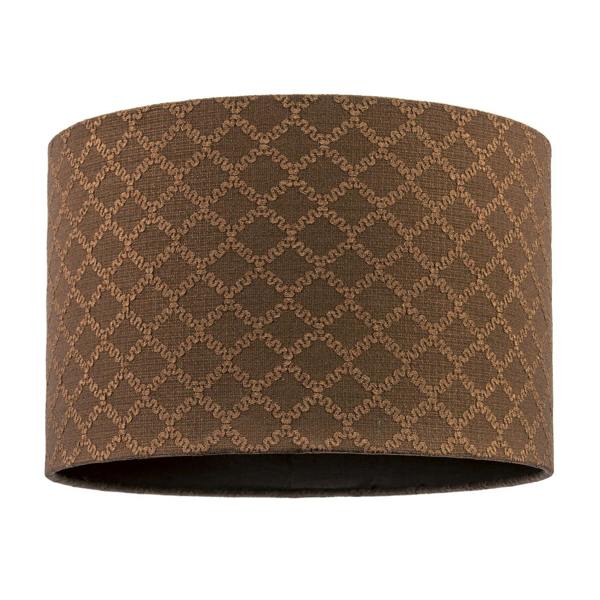 Contemporary Chocolate Brown Woven Lattice Lampshade in Textured Linen Image 1
