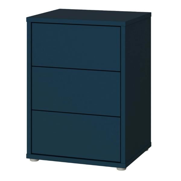 Furniture To Go Alice Springs Bedside Cabinet with 3 Drawers Push-to-Open in Night Blue