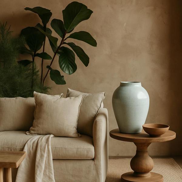 Wyld Haus Terravine Large White Olpe Ceramic Vase with Textured Finish