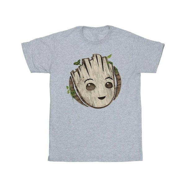 Marvel Mens I Am Groot Wooden Head T-Shirt - Sports Grey