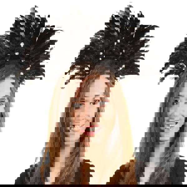 Bristol Novelty Feather Carnival Headdress - Black - 