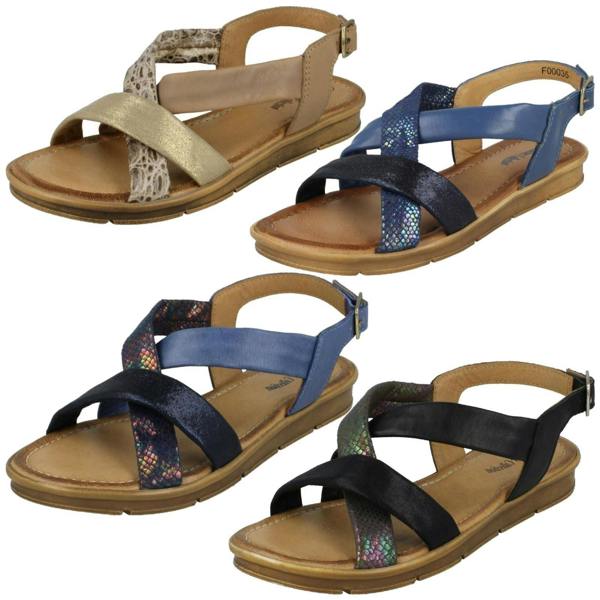 Leather Collection Ladies Leather Collection Flat Slingback Sandals