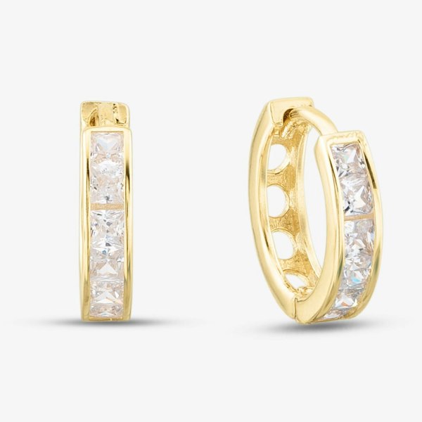 T. H. Baker 9ct Yellow Gold 11mm Crystal Huggie Hoop Earrings 1.57.9699