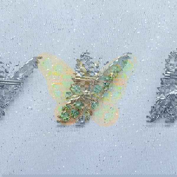 Butterfly brooch green brooch gold