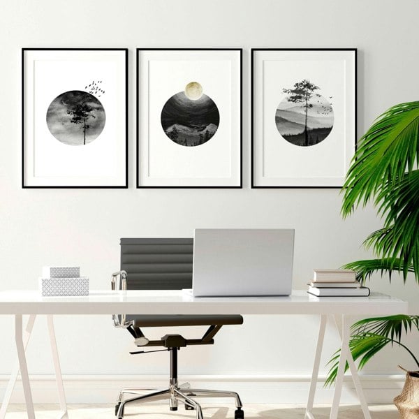 Office wall graphics | set of 3 Scandinavian wall art prints