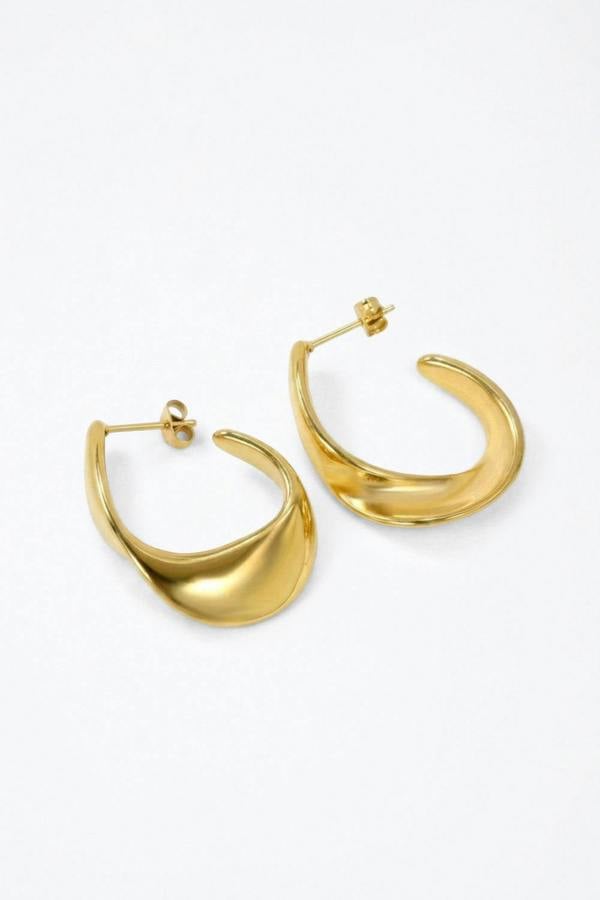 Serla Gold Plated Vintage Hoop Earrings