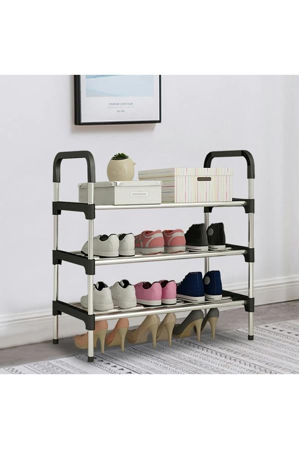 Living and Home 3 Tiers Shoes Rack Organizer Stackable Space Saving Shoe Shelf