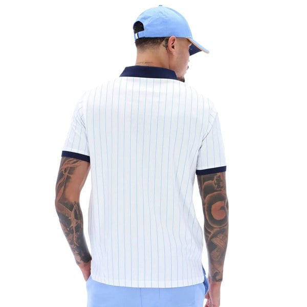 Fila BB1 Classic Striped Polo Shirt White/Fila Navy/Vista Blue