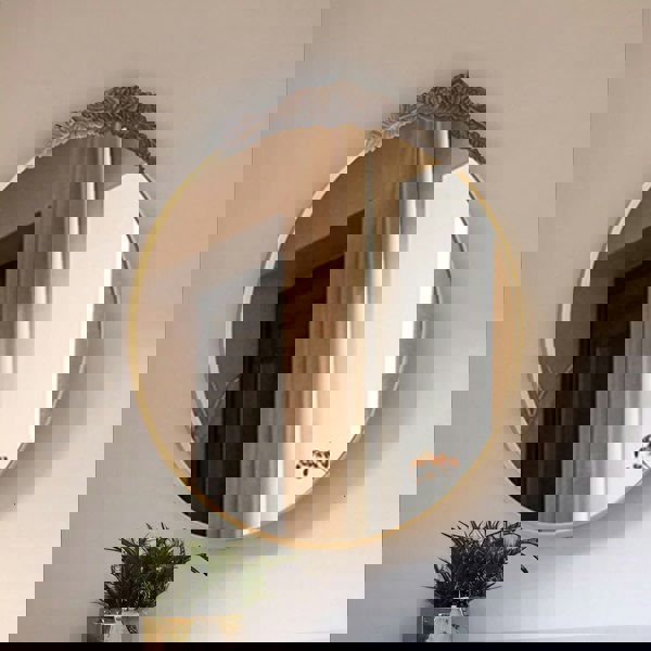 Rafaelo Mobilia 80CM Round Embossed Retro Wall Mirror Gold