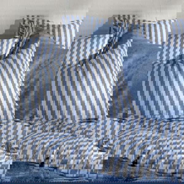 Soak&Sleep Mediterranean Blue Herringbone Stripe Cotton Pillowcases
