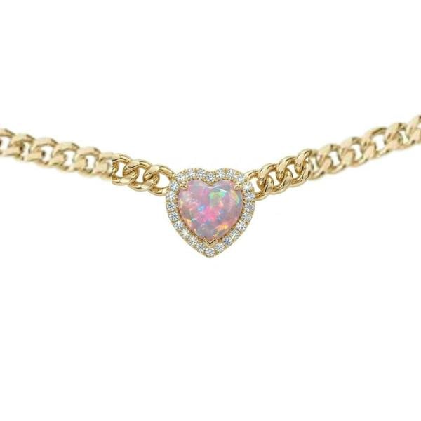 Loves Frequency™ Mini Pink Fire Opal Gold Heart Necklace BLOOMTINE | Earth Angel HQ