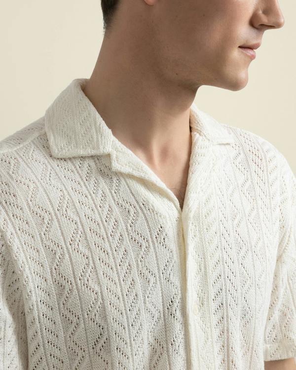Larsson & Co Tait - Diamond Crochet Short Sleeve Shirt