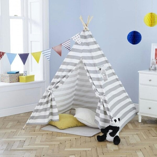 Neo Grey Striped Canvas Kids Indian Tent TeePee