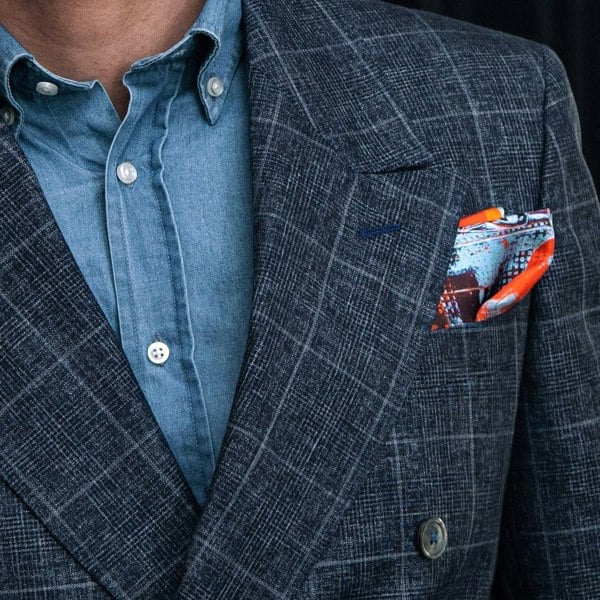 Otway & Orford 'Lone Fighter' Spitfire silk pocket square - orange (42x42cm)