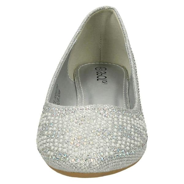 Spot On Ladies Spot On Diamante Bead Ballerinas F80385