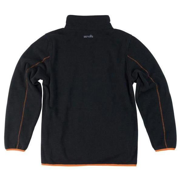 Scruffs Harbour Mens Micro Fleece Zip Up Jacket Coat, black fleece jacket with orange accents and a high collar.