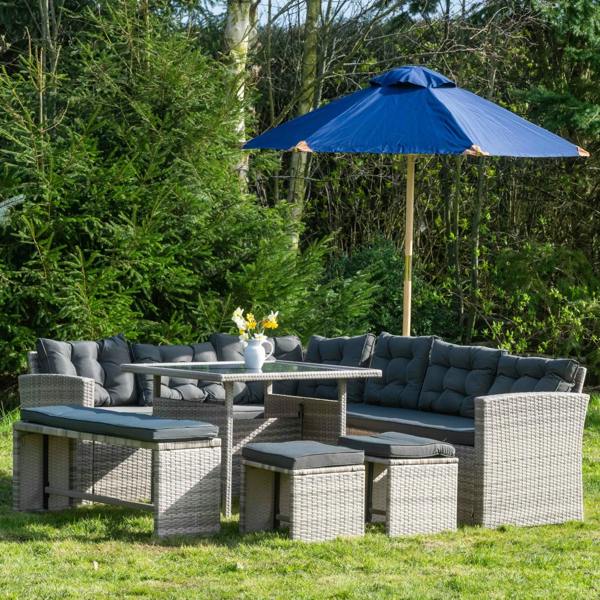 The Garden Marketplace Norfolk Rattan Weave Luxury Garden 10 seater Corner Set Complete With Cushions